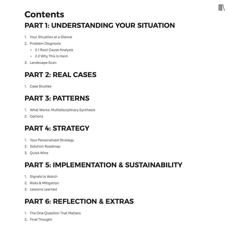 Sample playbook, redacted: Table of Contents